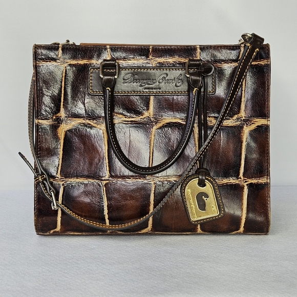 Dooney & Bourke 11.5x9x5" Bag Barlow Croc Embossed Florentine Vacchetta Leather - Picture 2 of 14